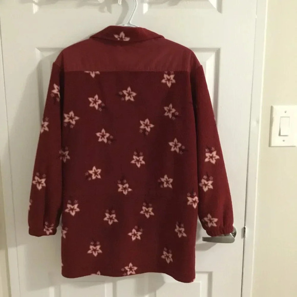 Vintage Fen.nelli SPORT long floral fleece jacket in Red and  white - Size 7/ 8 - Picture 5 of 11